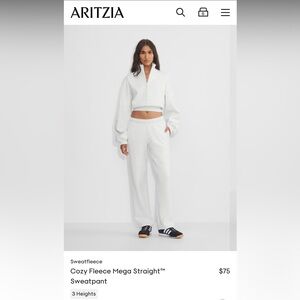 Aritzia Cozy Fleece Mega Straight Sweatpant - Light Gray